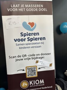bord met donatie verzoek voor spieren voor spieren